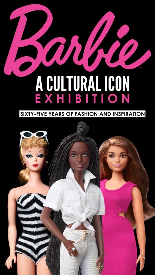 Barbie title text over photo of three different barbies