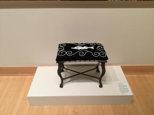 The Treaty Stool by Karen Ann Hoffman on view at the Dorsky Museum