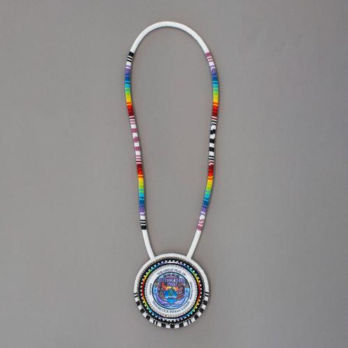 Beaded medallion by Tohanash Tarrant, Shinnecock/Hopi/Ho-Chunk