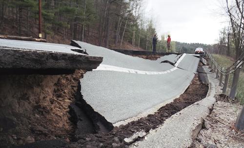 Photo of damaged road