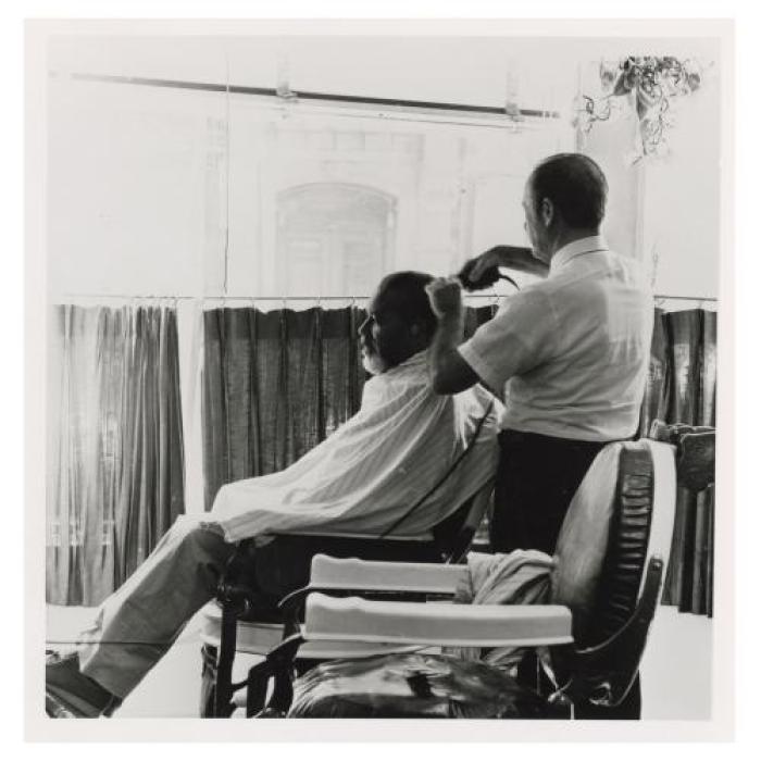  At work in the Gutierrez Barbershop