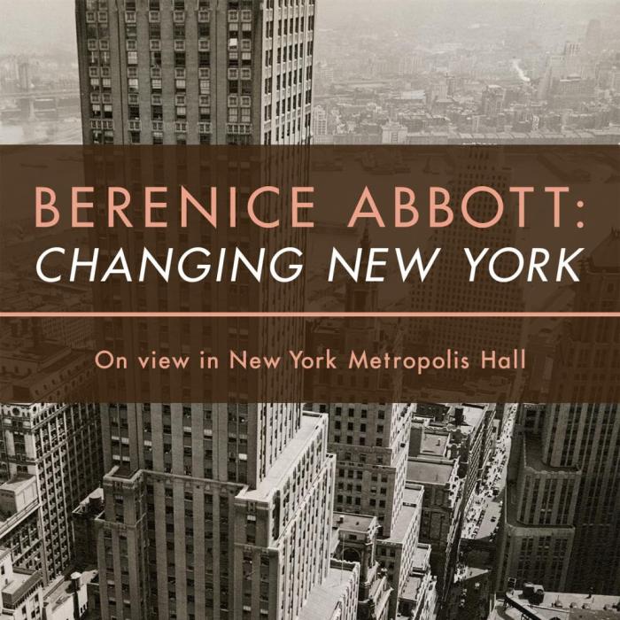 Title graphic "Berenice Changing New York" over black/white photo of NYC