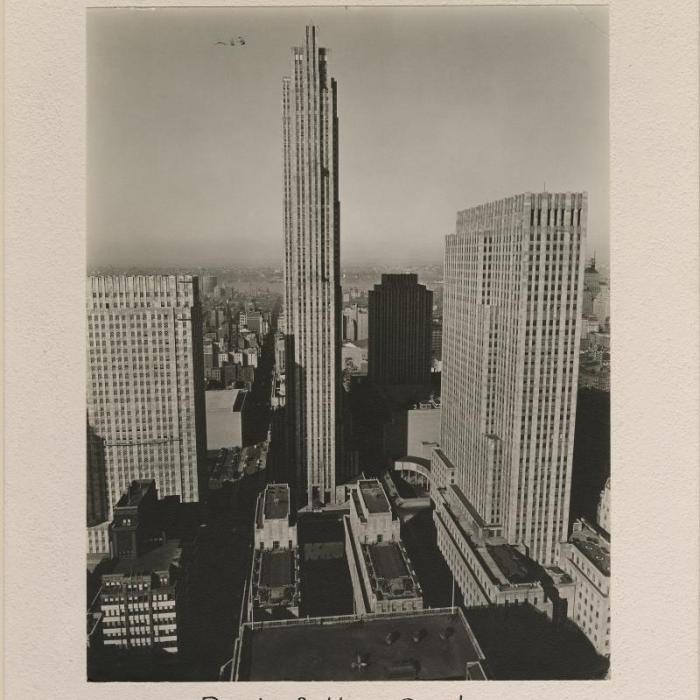 black/white photo of rockefeller center