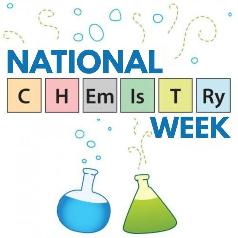 National Chemistry Week with images of lab beakers bubbling