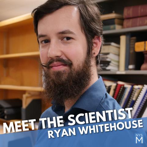 Photo of Ryan Whitehouse over program title