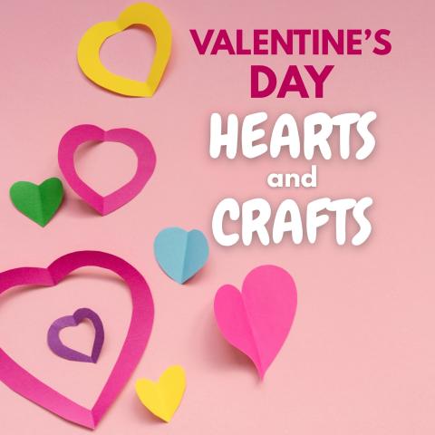 title text with images of hearts cut out of construction paper