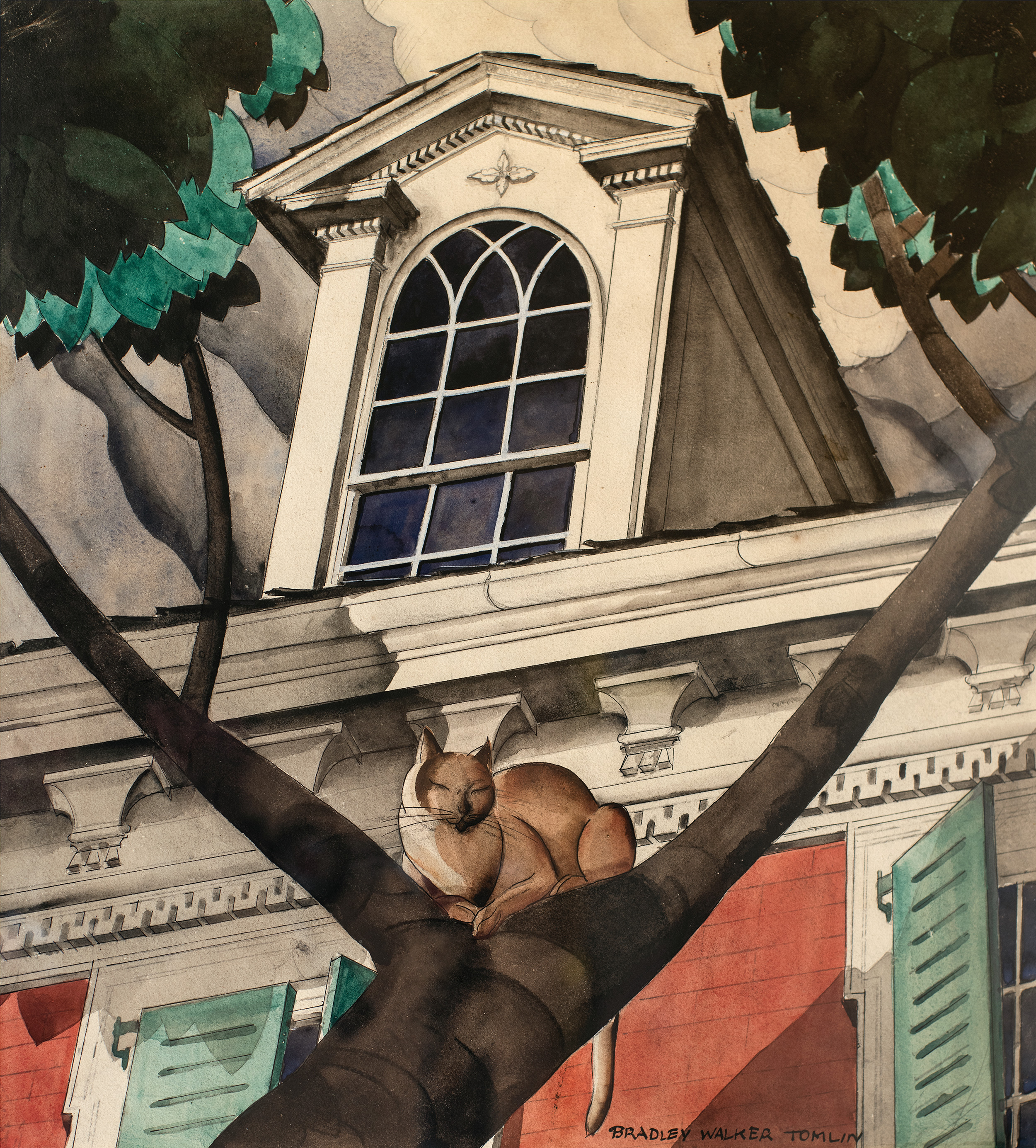 House with Dormer and Cat by Bradley Walker Tomlin, 1926